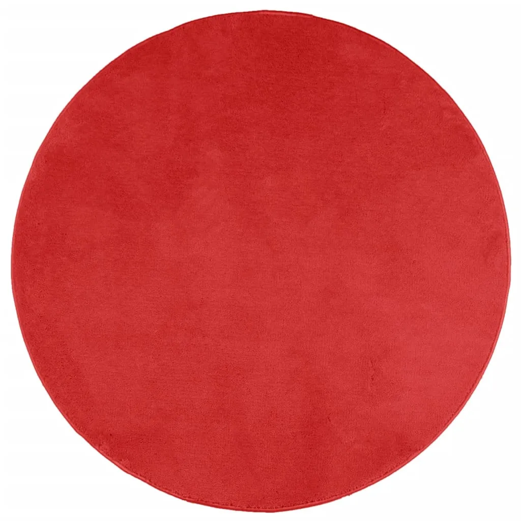 Rug OVIEDO Short Pile Red Ø 200 cm