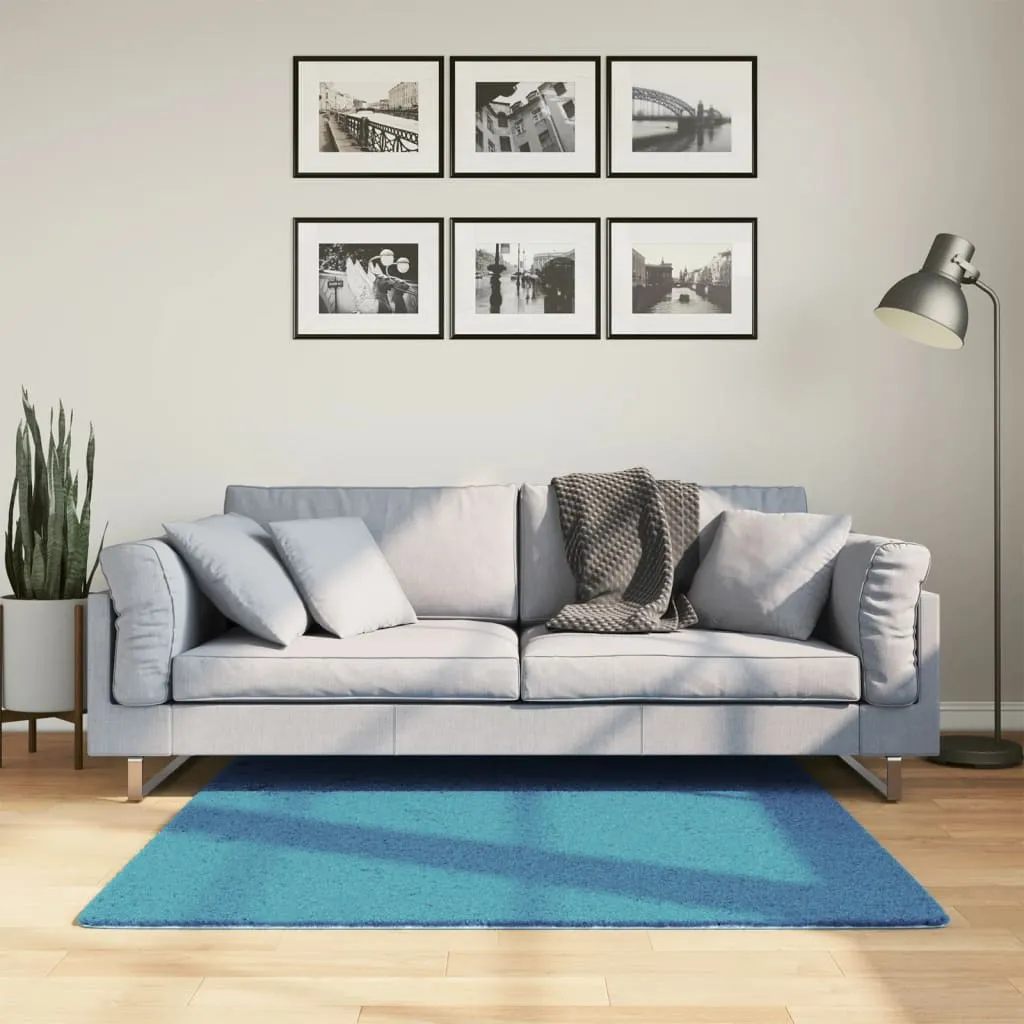 Rug OVIEDO Short Pile Turquoise 120x120 cm