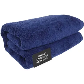 SALBAKOS - Turkish Bath Sheet - Luxury & Quick Dry Bath Sheet Made with 100% Turkish Cotton, Absorbent & Ultra Comfy Sheets for Hotels & Spa | 40"x80" (Navy)