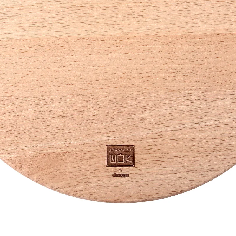 School of Wok Beech Round Chopping Board with FREE Slice and Dice Cleaver