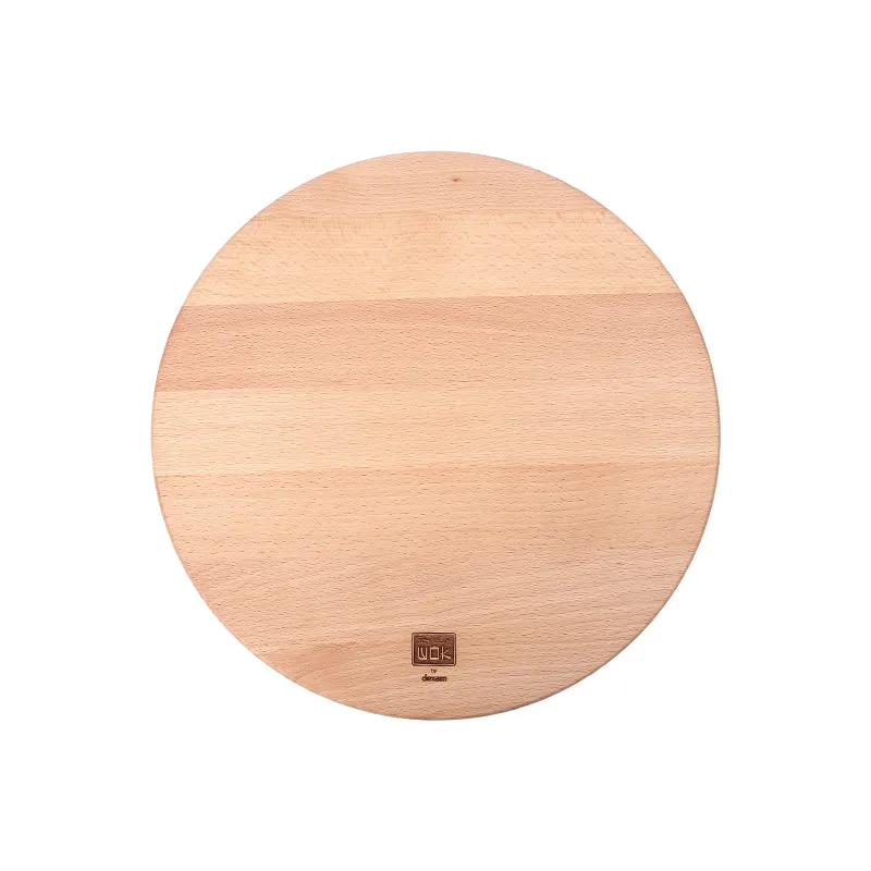 School of Wok Beech Round Chopping Board with FREE Slice and Dice Cleaver