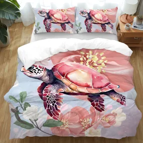 Sea Turtle Blossoms Bedding Set