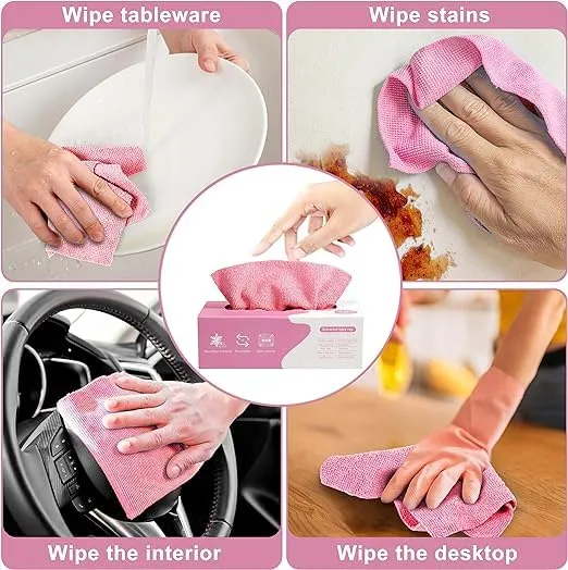 Shop Home Essentials Reusable Microfiber Cleaning and Drying Wipes, 180GSM, 8 by 8 Inches, Pack of 20 (Pink, 1 Box)