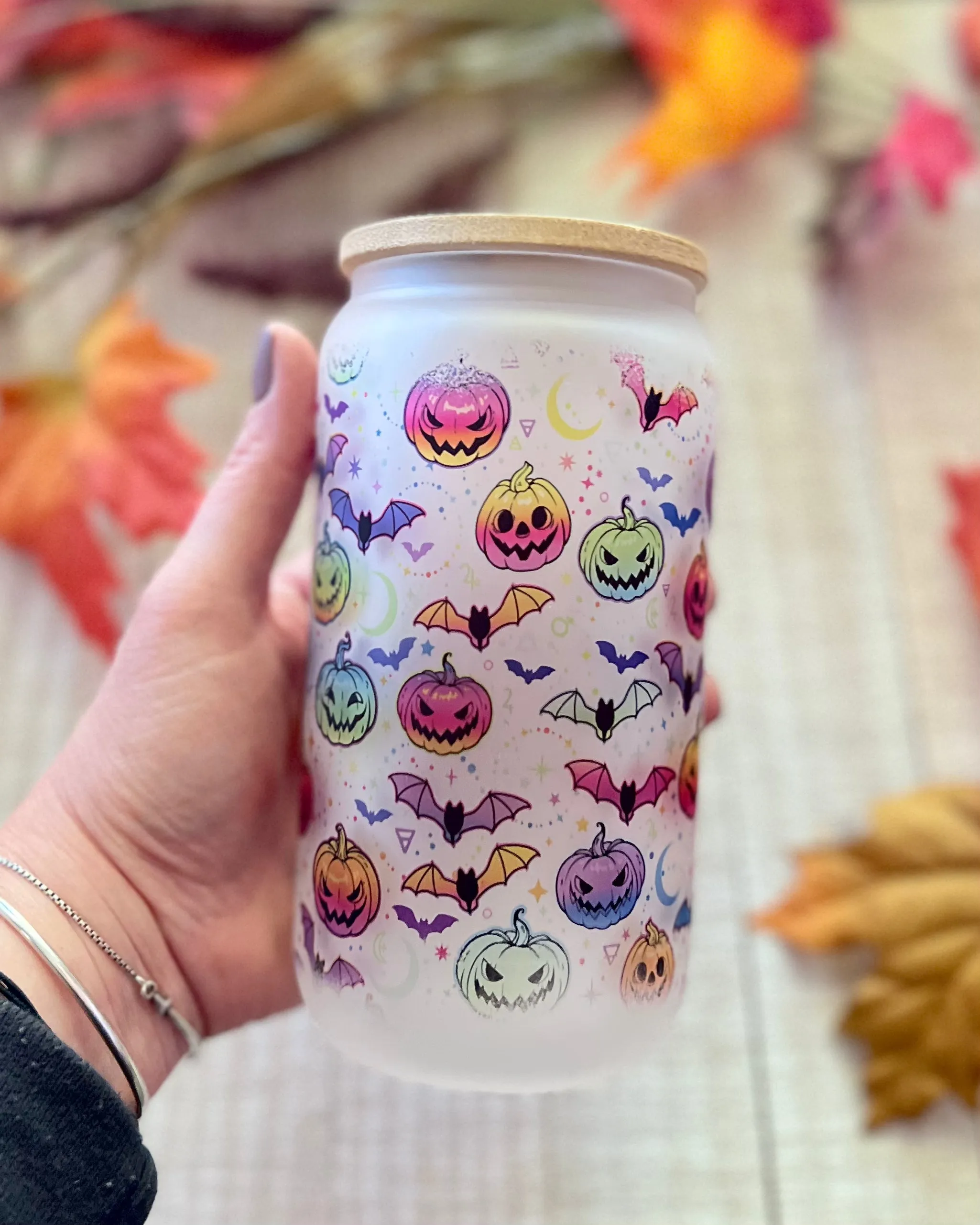 spooky pumpkins | 16oz frosted glass can