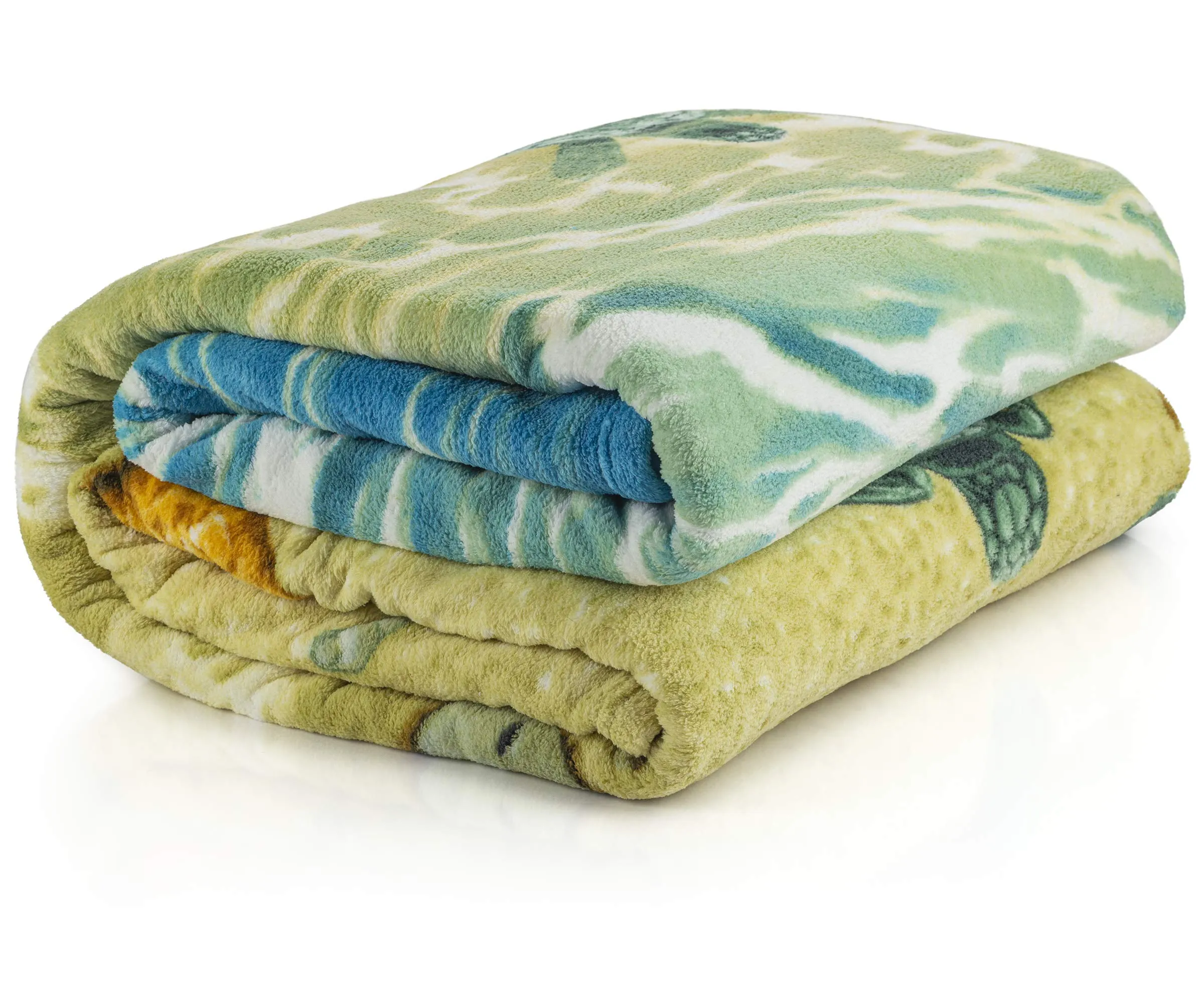 Super Soft Full/Queen Size Fleece Blanket, 75" X 90" (Turtles On The Beach)