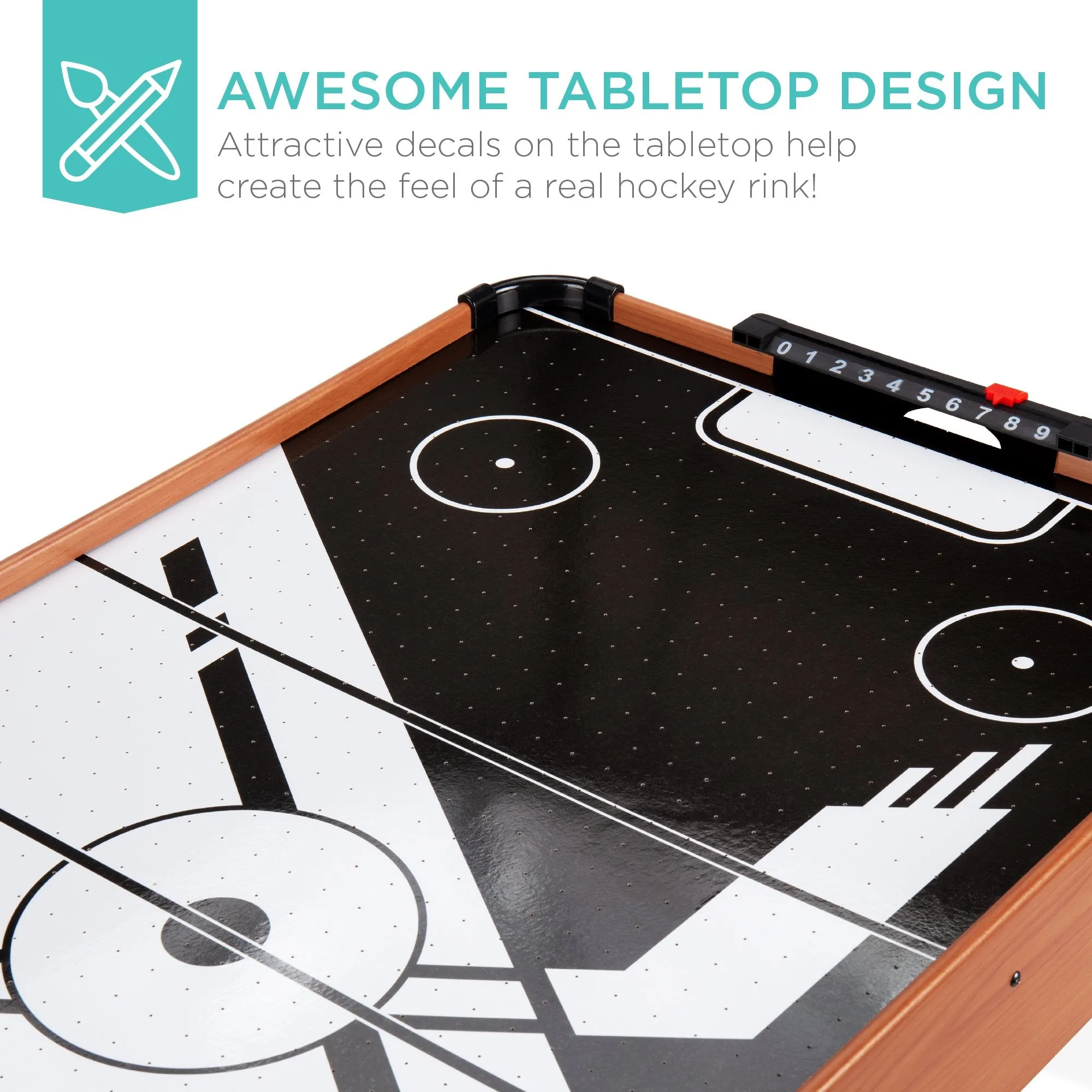 Tabletop Air Hockey Arcade Game Table w/ 2 Pucks, 2 Strikers - 40in