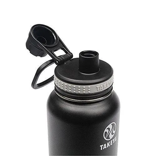 Takeya Originals Vacuum-Insulated Stainless-Steel Water Bottle, 40oz, Black