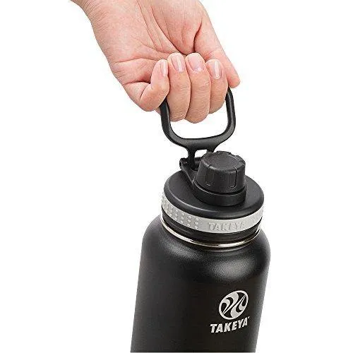 Takeya Originals Vacuum-Insulated Stainless-Steel Water Bottle, 40oz, Black