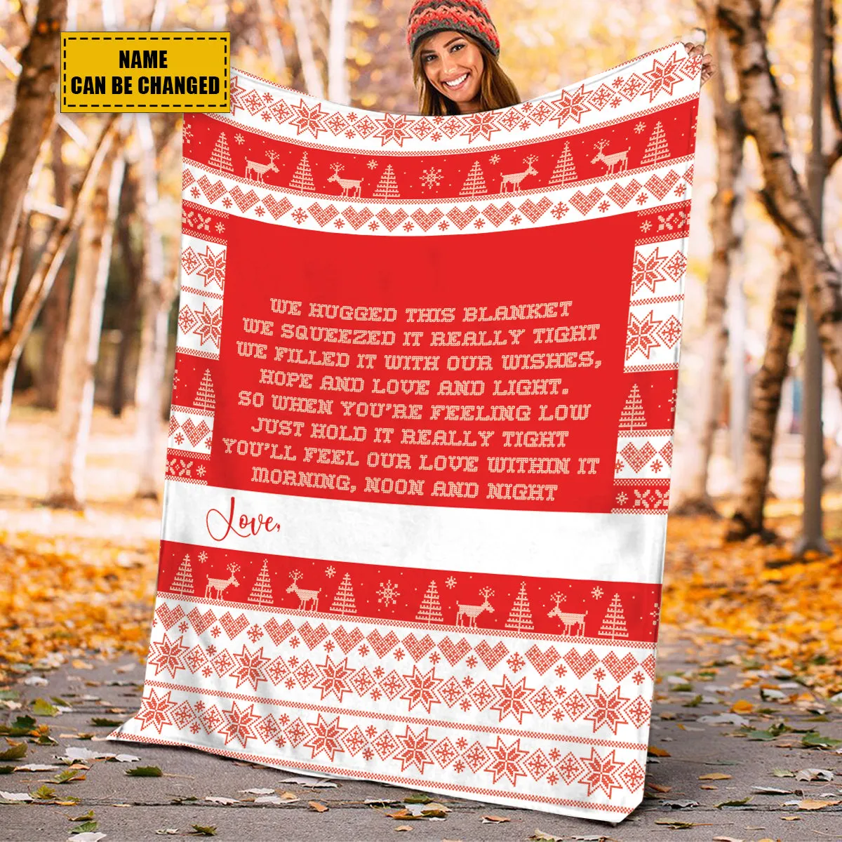 Teesdily | Grandma Christmas Knitting Print Customized Blanket Gift From Grandkid Custom We Hugged This Blanket Christmas Holiday Knitting Pattern