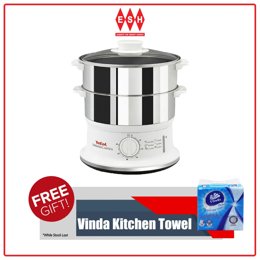 Tefal VC1451 6.0L Convenient Stainless Steel 2-Bowl Food Steamer