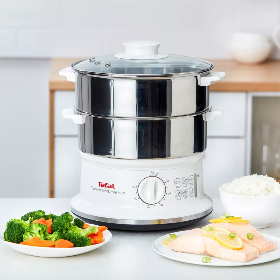 Tefal VC1451 6.0L Convenient Stainless Steel 2-Bowl Food Steamer