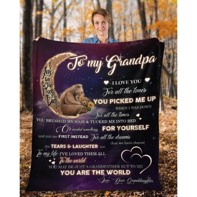 To My Grandpa - From Granddaughter - BearBlanket - A320 - Premium Blanket