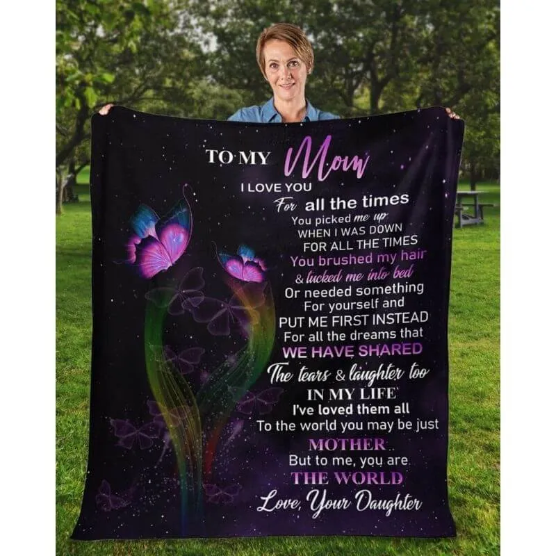 To My Mom - From Daughter - Butterfly A319 - Premium Blanket