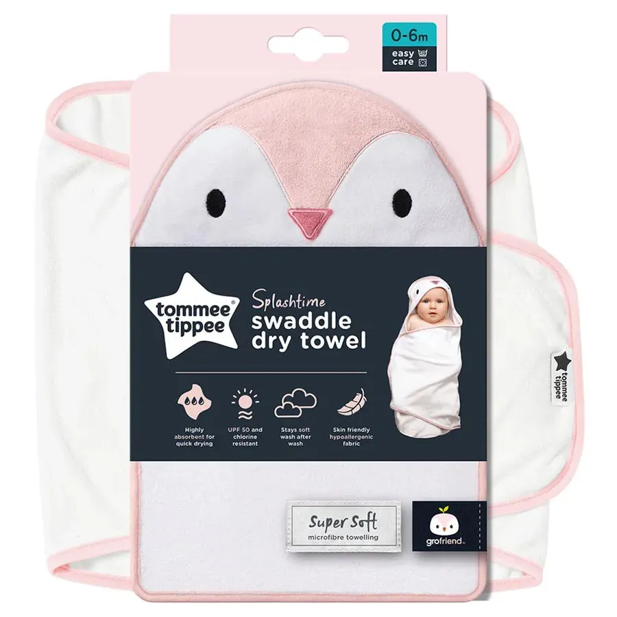 Tommee Tippee Splashtime Newborn Swaddle Dry Towel (Pink)