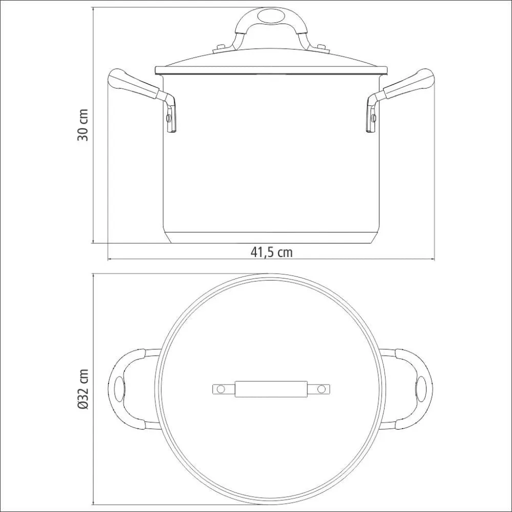 Tramontina Brazil  Solar Silicon 30cm 15.4L Stainless Steel Stock Pot with Tri-ply Bottom