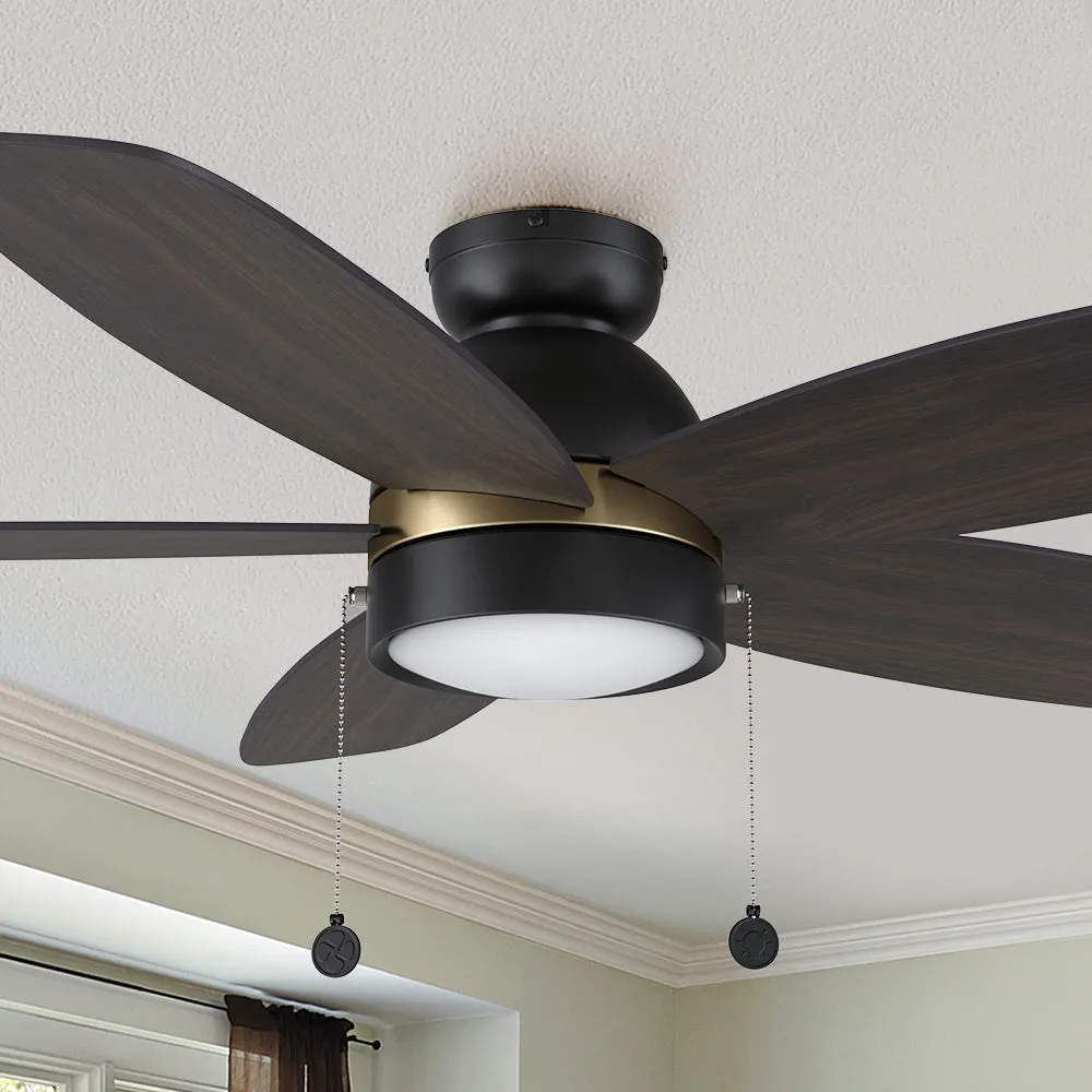 Treyton Flush Mount Ceiling Fan with LED Light and Pull Chain 52 inch