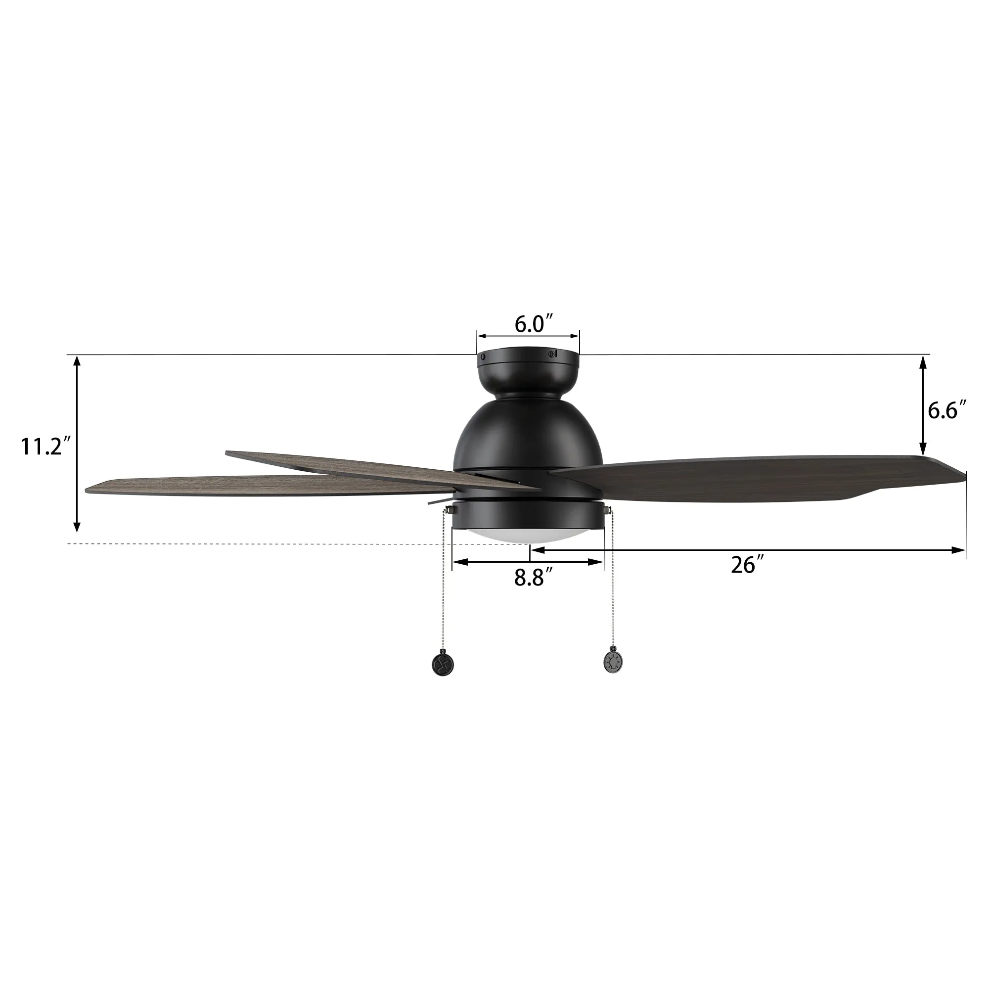 Treyton Flush Mount Ceiling Fan with LED Light and Pull Chain 52 inch