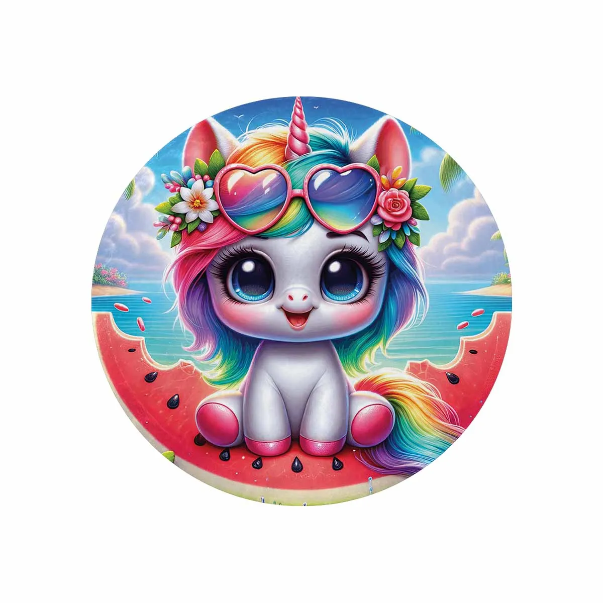 Unicorn_Awd35134  Circular Micro Fleece Blanket 47"