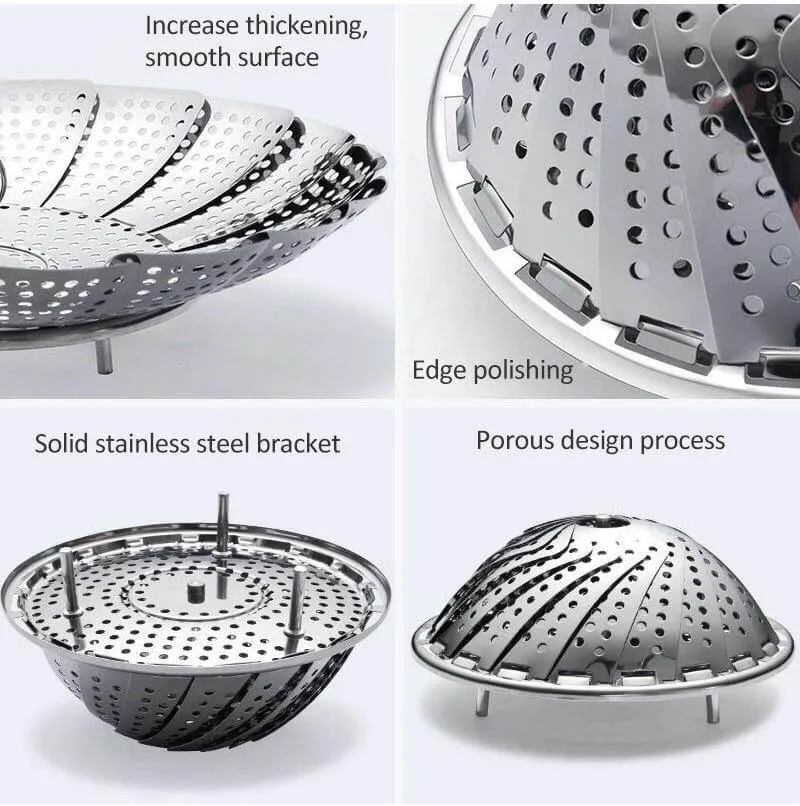 Vegetable Folding Stainless Steel Steaming Rack