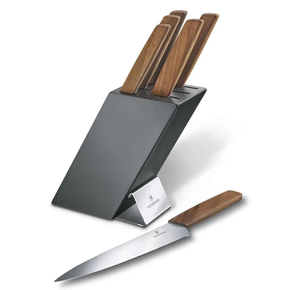 Victorinox Block Sets, Swiss Modern, 6-Piece Block Set, Walnut