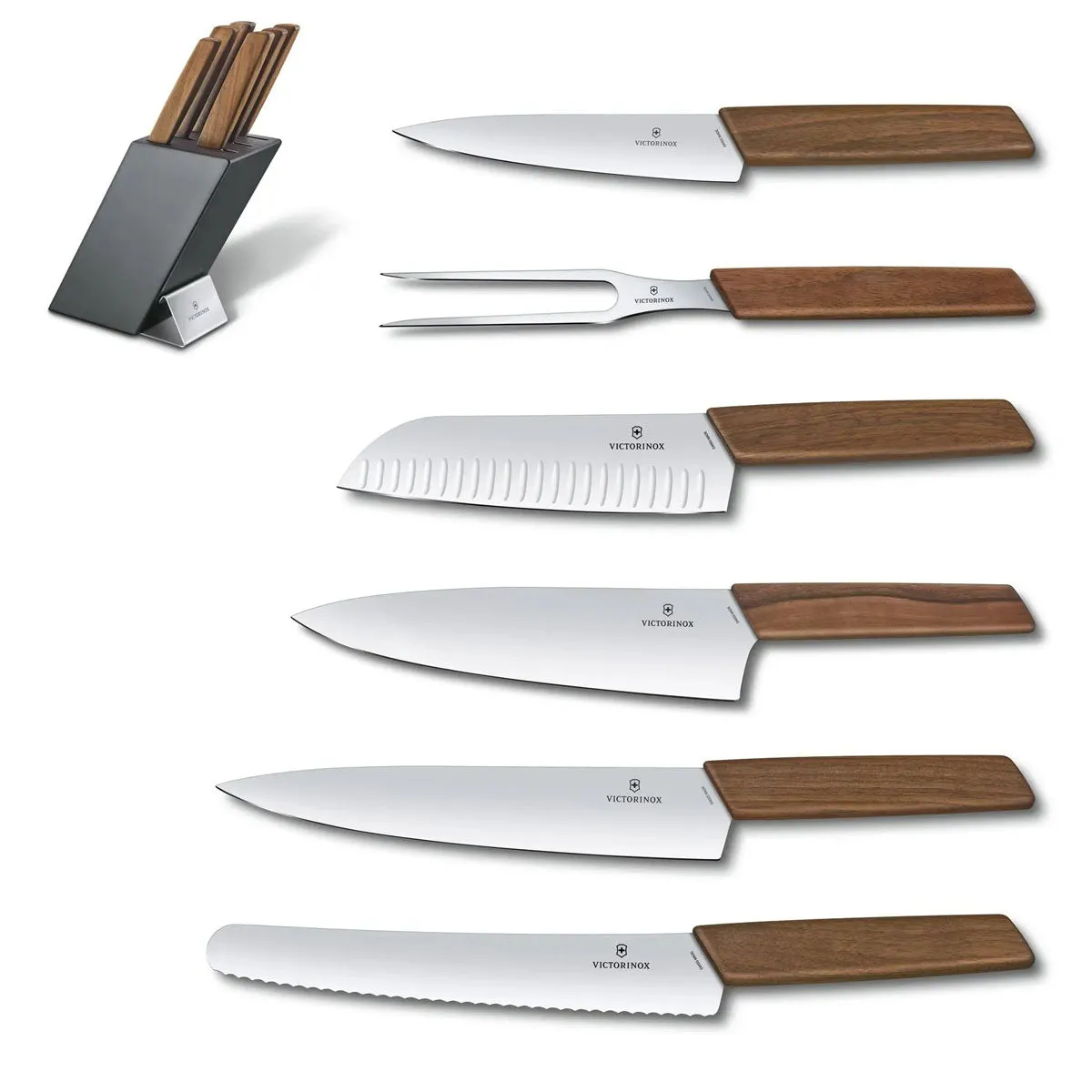 Victorinox Block Sets, Swiss Modern, 6-Piece Block Set, Walnut