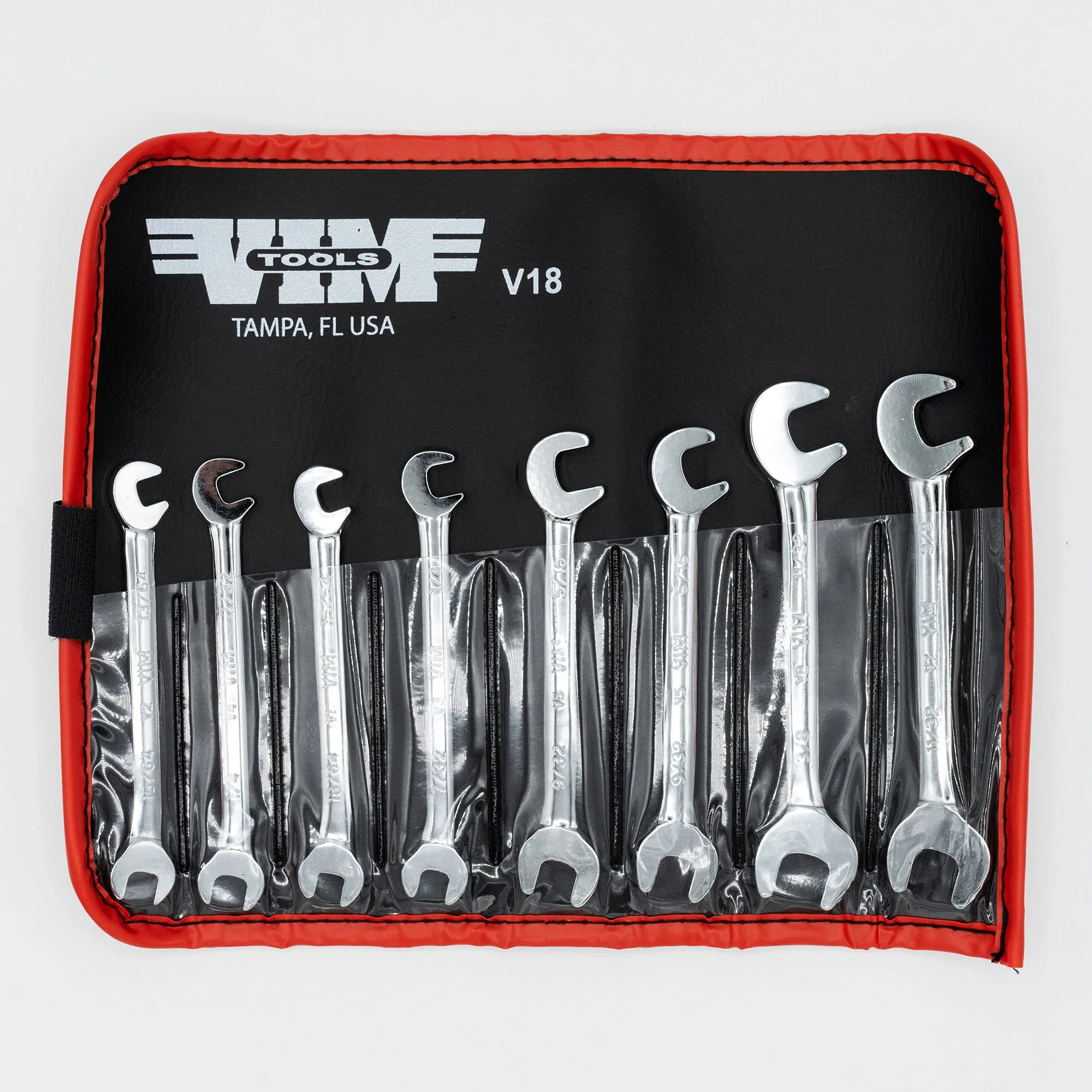 Vim Tools V18 Miniature Open-End Wrench Set 8 Piece 13/64" to 3/8"