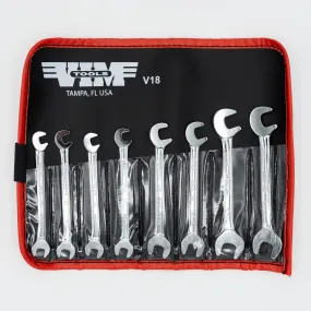 Vim Tools V18 Miniature Open-End Wrench Set 8 Piece 13/64" to 3/8"