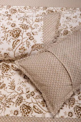 Vintage Damask Brown Cotton Bedsheet