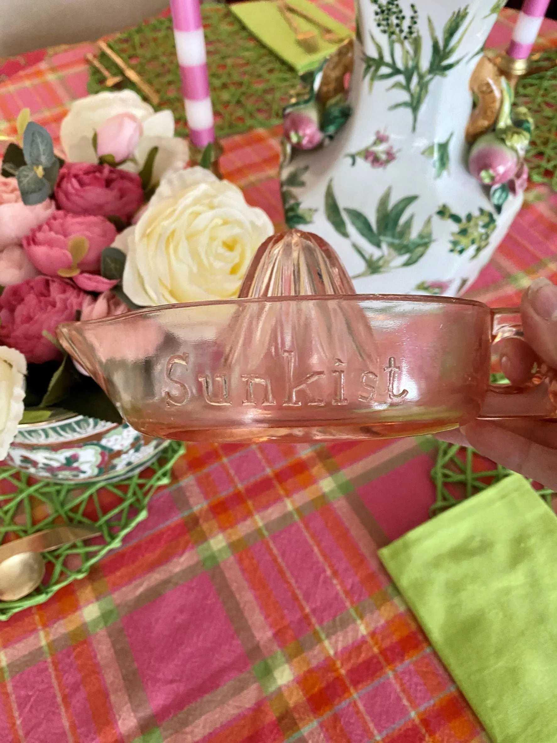 Vintage Pink Glass Sunkist Juicer