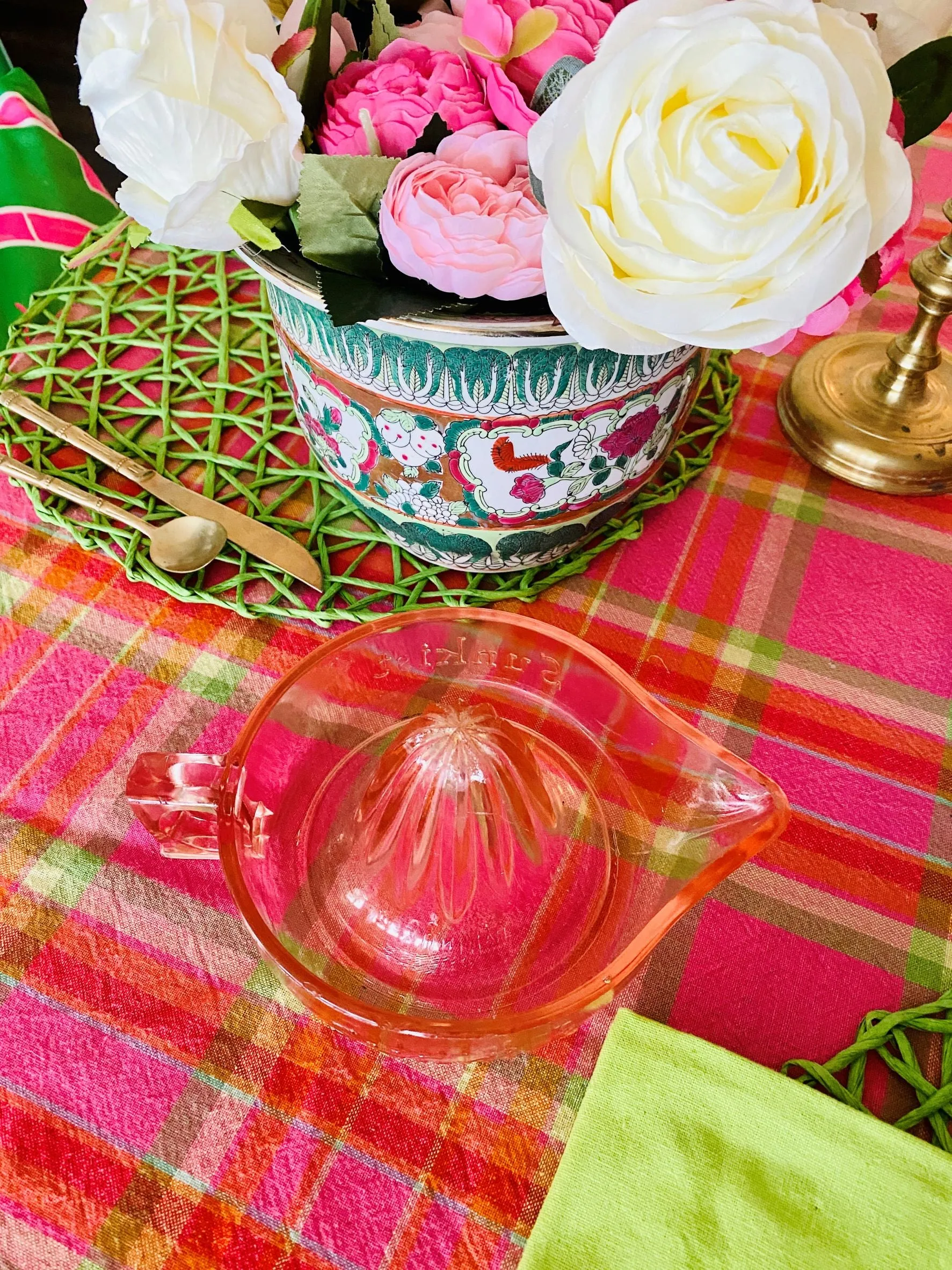 Vintage Pink Glass Sunkist Juicer