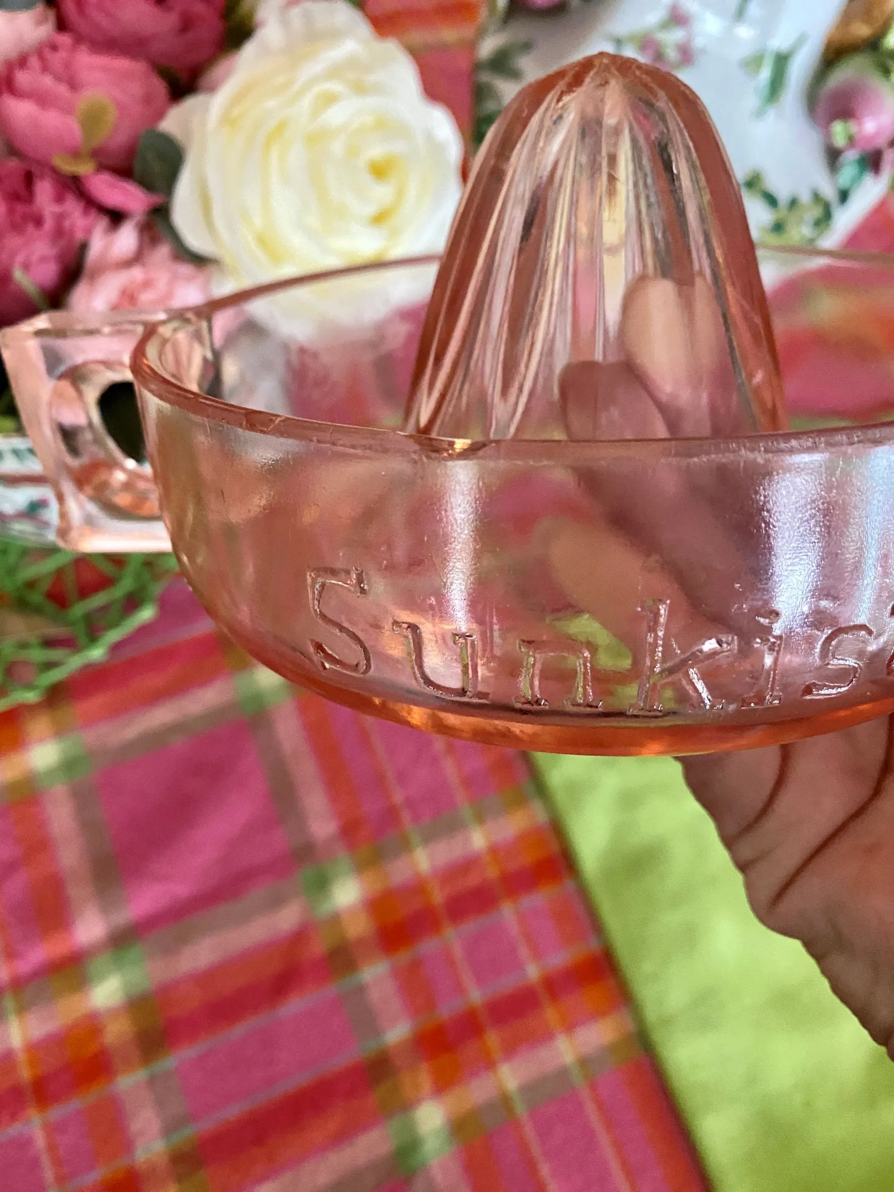 Vintage Pink Glass Sunkist Juicer