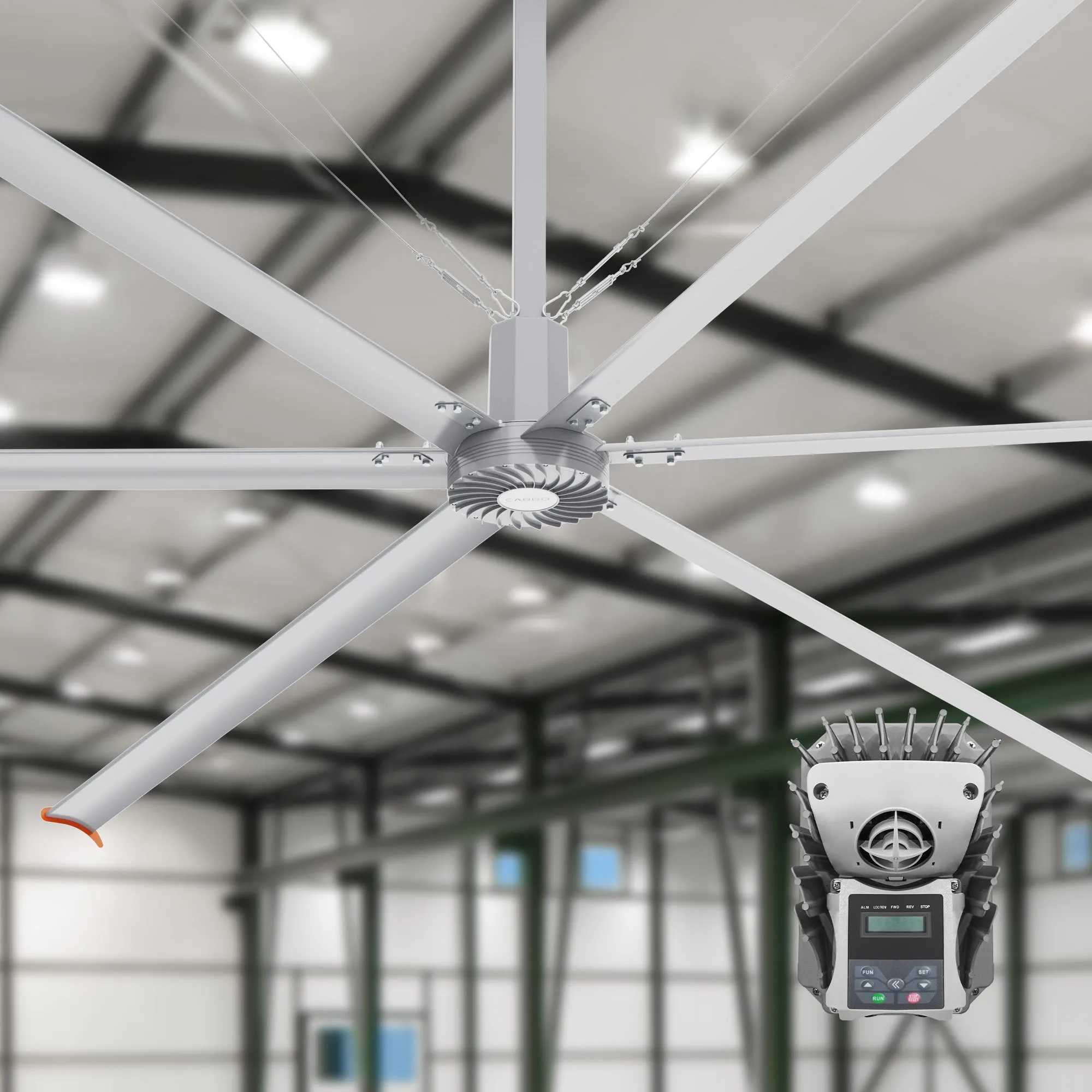 Visby Heavy-duty Industrial Ceiling Fan with Direct-Drive Motor 20-24ft