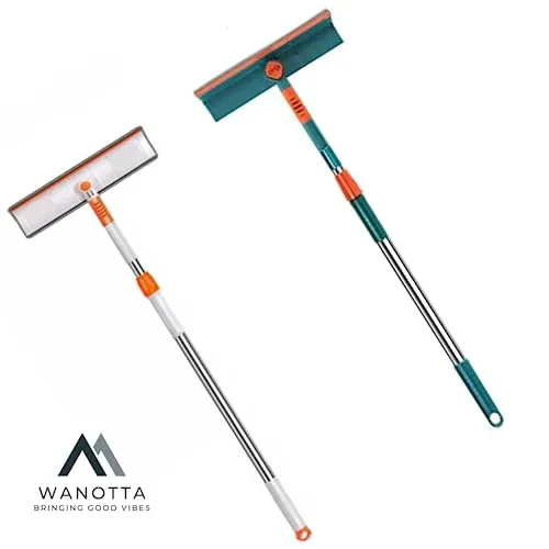 WANOTTA Rotatable Cleaning Glass Wiper for Window of Good Height with Bendable Head for Bathroom Cleaning, Car Cleaning, Floor Cleaning Double Side Squeegee