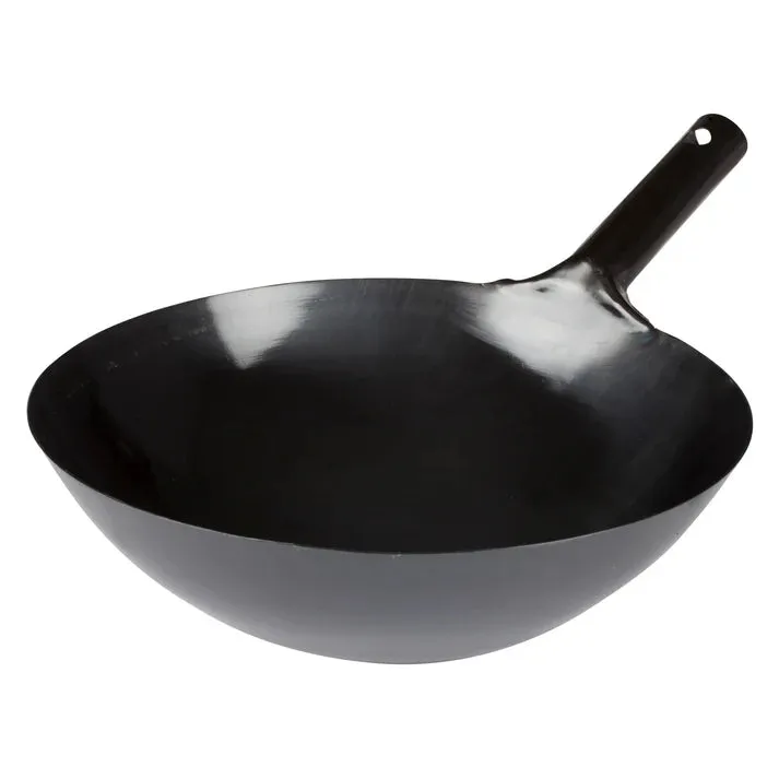 Winco 14" Chinese Wok Carbon Steel - Black - WOK-34