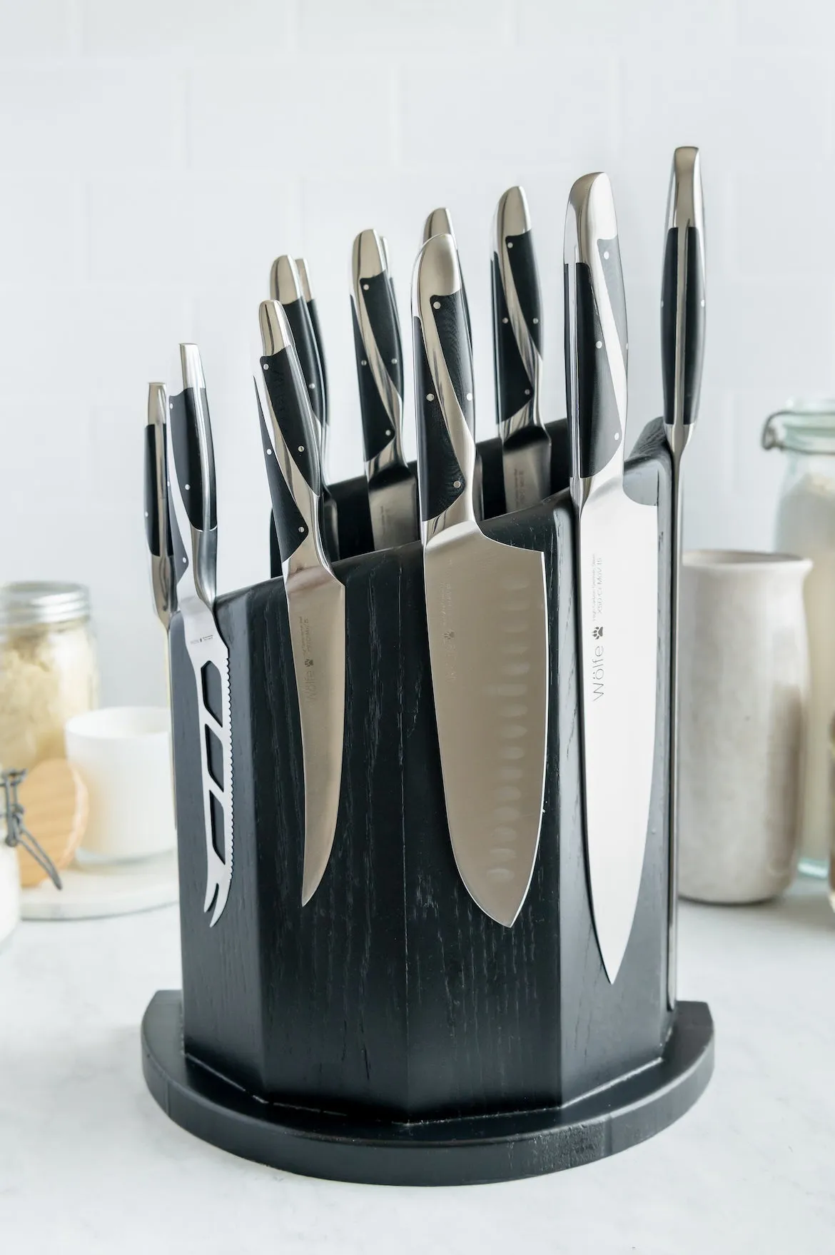 Wölfe 7 PC Cutlery Set with Custom Block and Sharpener