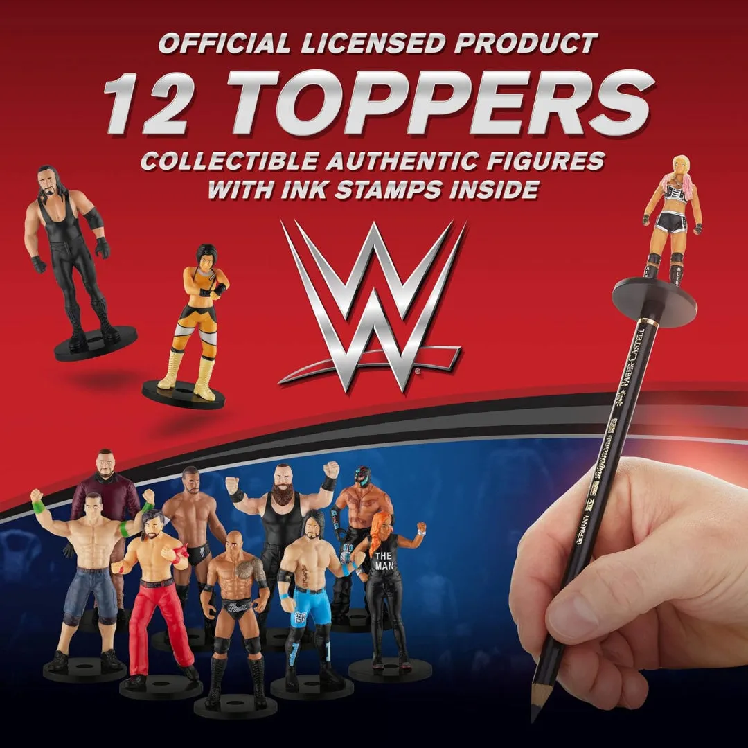 WWE Superstar Pencil Toppers, Set of 12  – Bray Wyatt, Undertaker, Becky Lynch, Braun Strowman and More