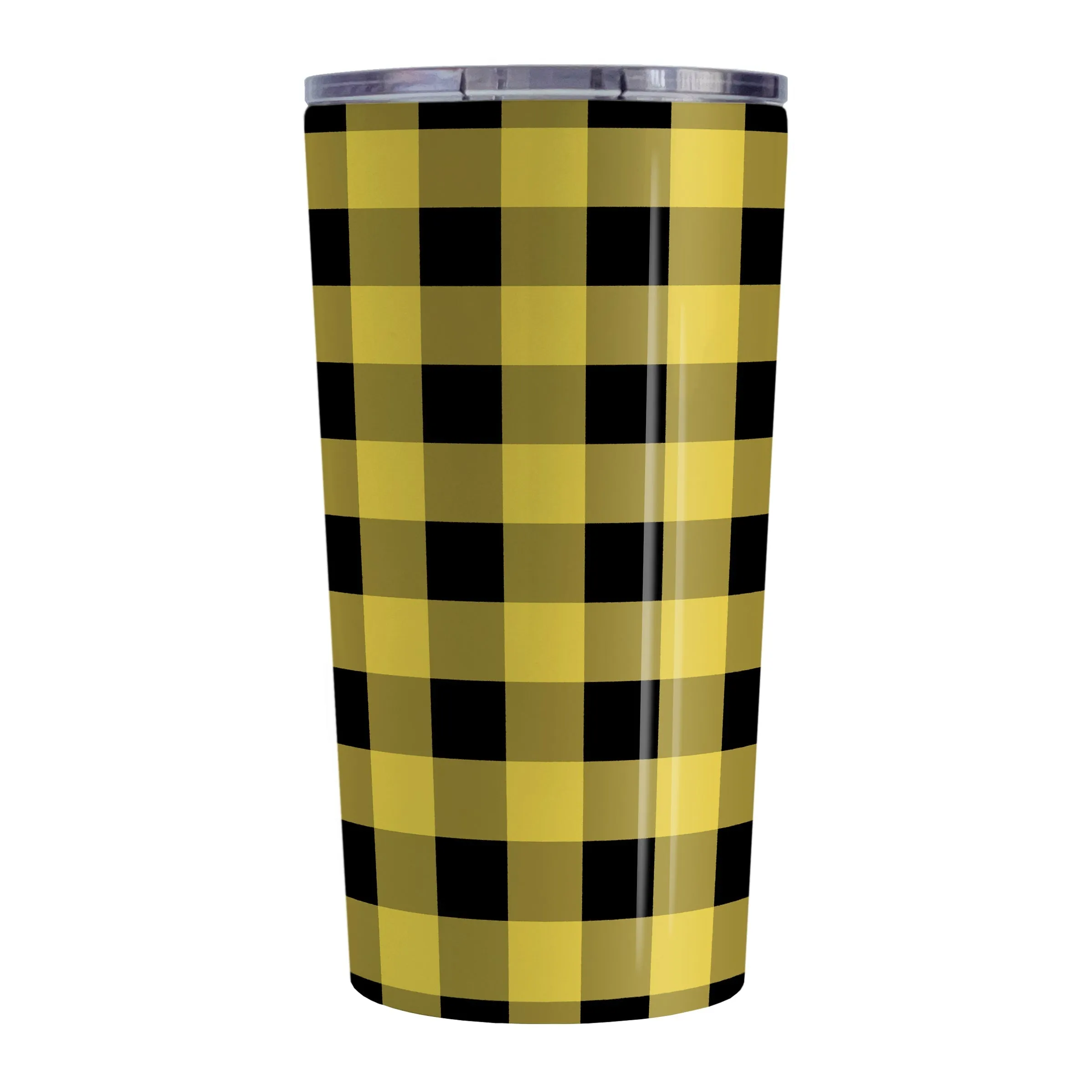 Yellow and Black Buffalo Plaid Tumbler Cup