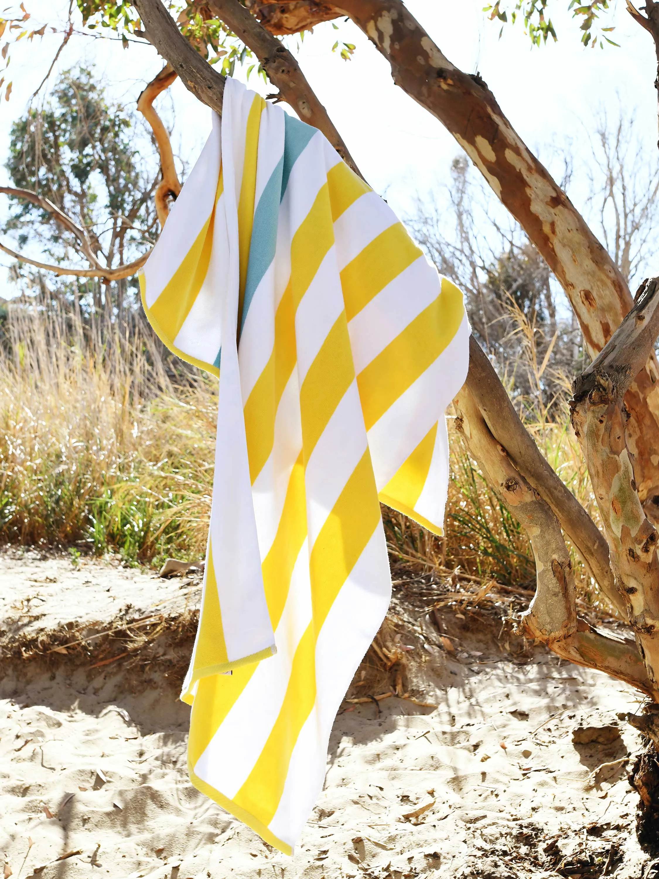 Yellow Sea Glass Cabana Beach Towel