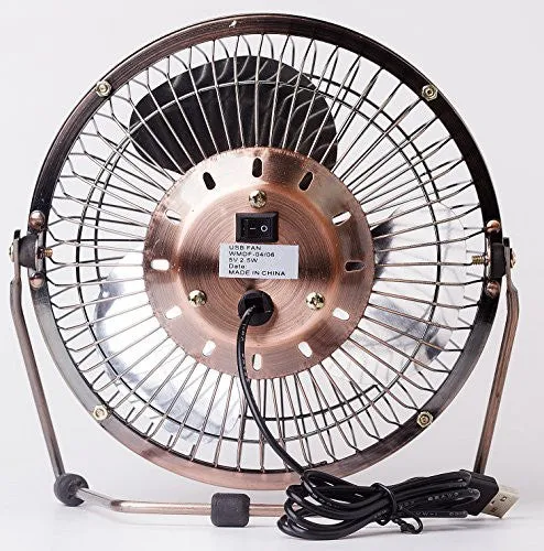 YHLCSQ Mini 6" Metal Portable Fans with USB Electric Cablel Personal Fans for Table Laptop Room Office or Mobile Power Bank Copper