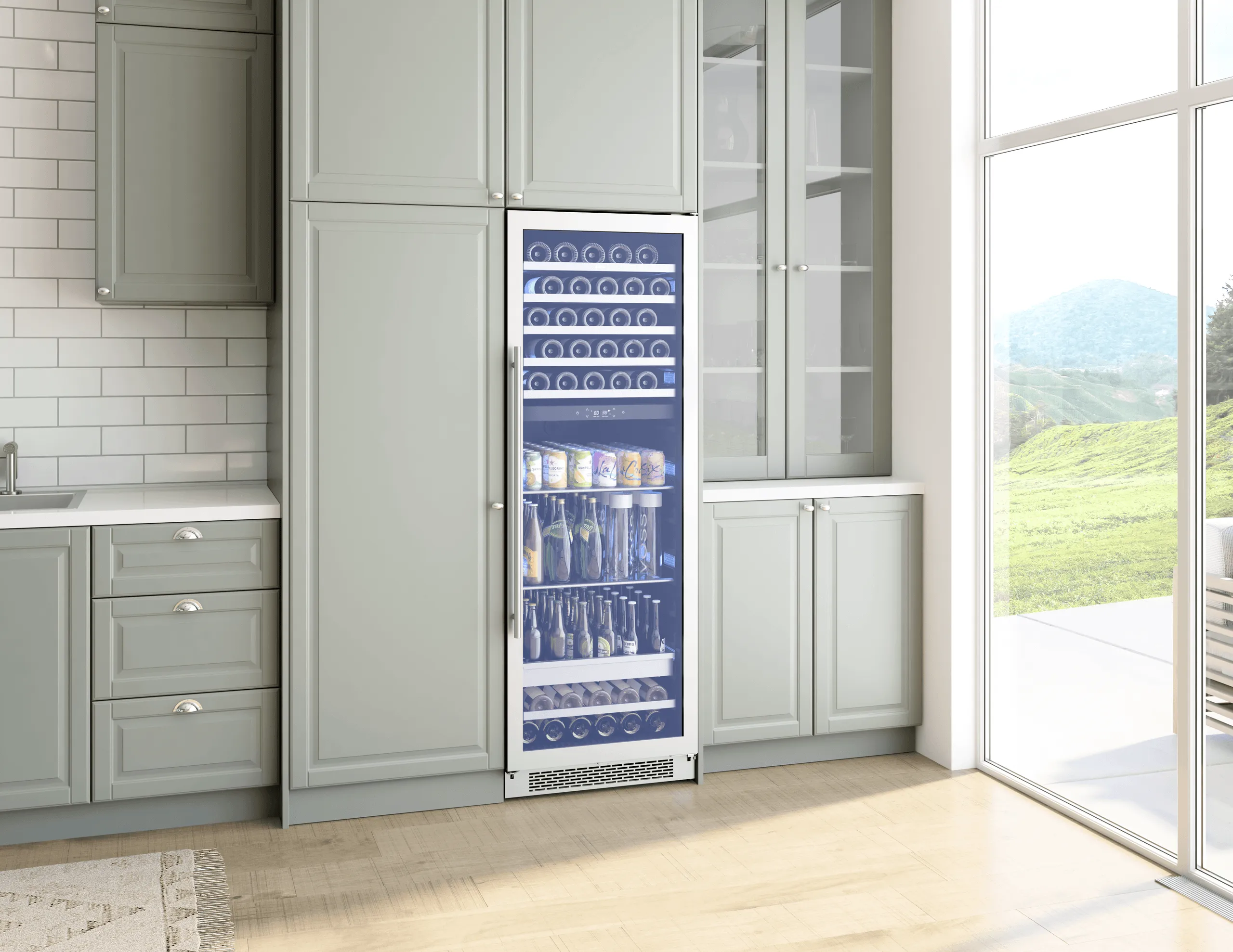 Zephyr PRWB24F02AG Presrv Wine and Beverage Cooler, 24in, Full Size, SS Glass, Reversible Door, 2 Zones